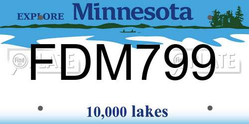 FDM799 Minnesota License Plate