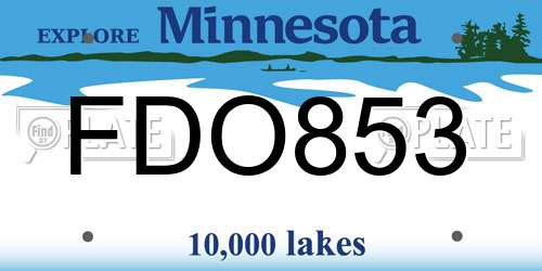 FDO853 Minnesota License Plate