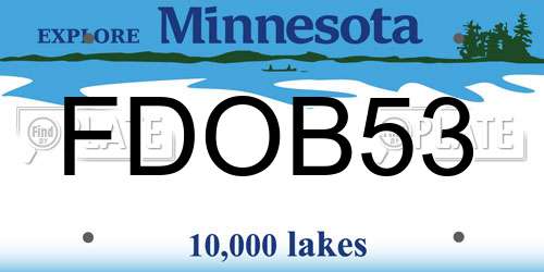 FDOB53 Minnesota License Plate