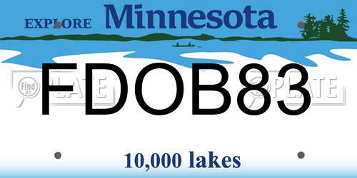 FDOB83 Minnesota License Plate