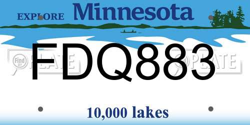 FDQ883 Minnesota License Plate