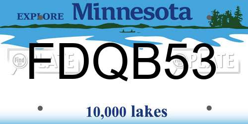 FDQB53 Minnesota License Plate