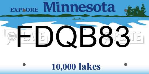 FDQB83 Minnesota License Plate