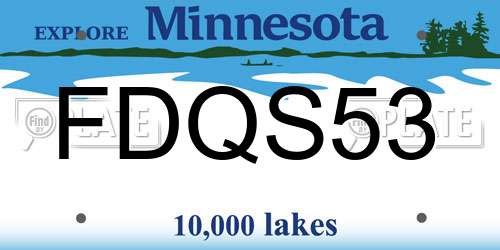 FDQS53 Minnesota License Plate
