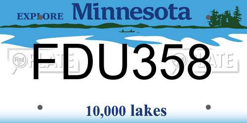 FDU358 Minnesota License Plate