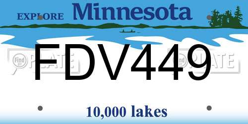 FDV449 Minnesota License Plate