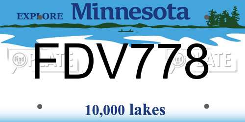 FDV778 Minnesota License Plate