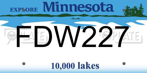 FDW227 Minnesota License Plate