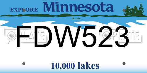 FDW523 Minnesota License Plate