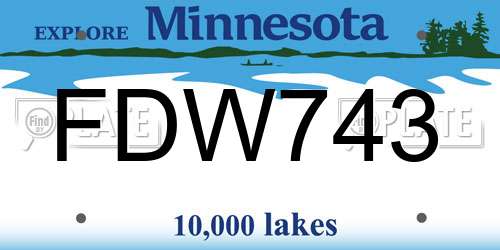 FDW743 Minnesota License Plate