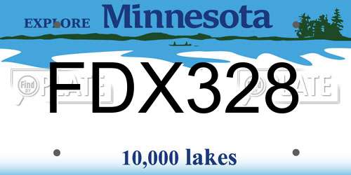 FDX328 Minnesota License Plate