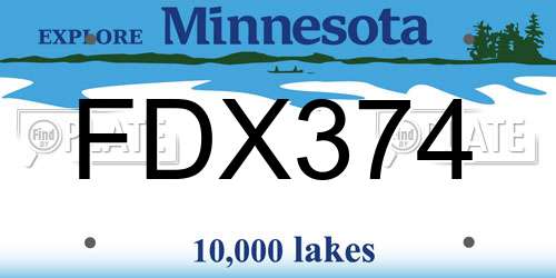 FDX374 Minnesota License Plate