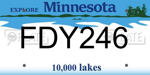 FDY246 Minnesota License Plate