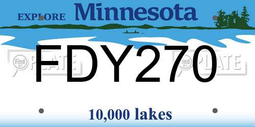 FDY270 Minnesota License Plate