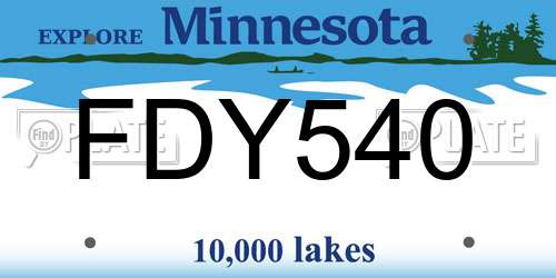 FDY540 Minnesota License Plate
