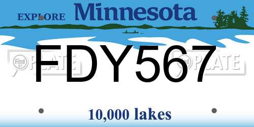FDY567 Minnesota License Plate