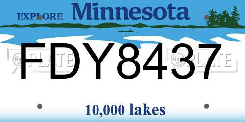 FDY8437 Minnesota License Plate