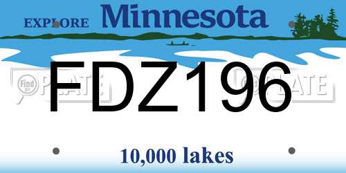 FDZ196 Minnesota License Plate