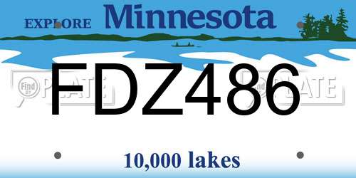 FDZ486 Minnesota License Plate