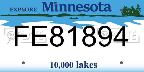 FE81894 Minnesota License Plate