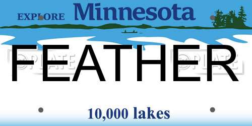 FEATHER Minnesota License Plate