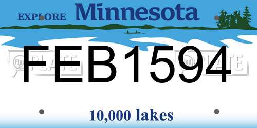 FEB1594 Minnesota License Plate