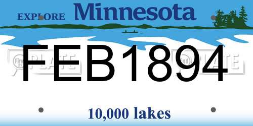 FEB1894 Minnesota License Plate