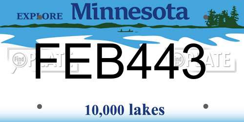FEB443 Minnesota License Plate