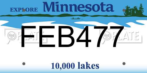 FEB477 Minnesota License Plate