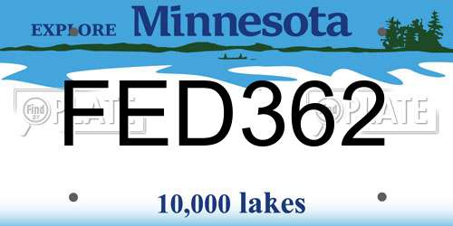 FED362 Minnesota License Plate