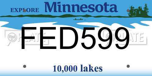 FED599 Minnesota License Plate