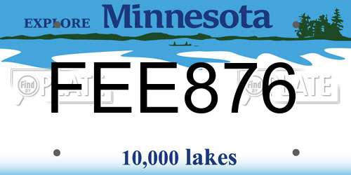FEE876 Minnesota License Plate