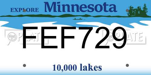 FEF729 Minnesota License Plate