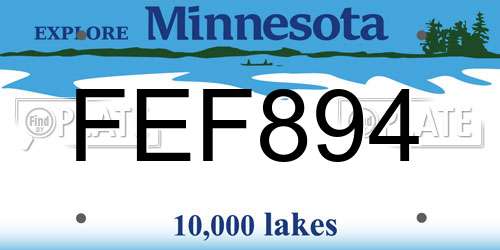 FEF894 Minnesota License Plate