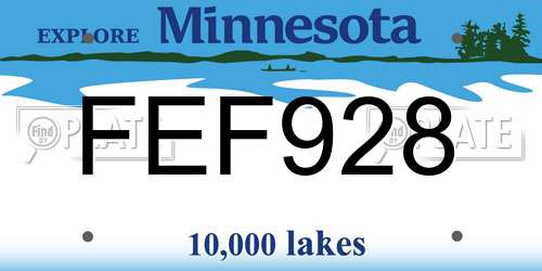 FEF928 Minnesota License Plate
