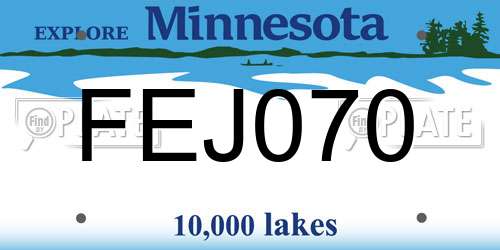 FEJ070 Minnesota License Plate