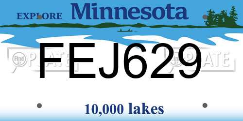FEJ629 Minnesota License Plate