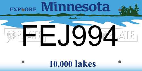FEJ994 Minnesota License Plate