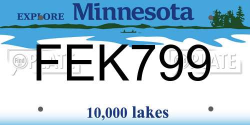 FEK799 Minnesota License Plate