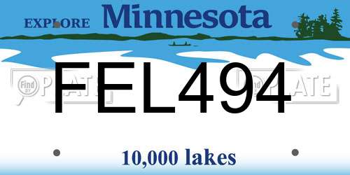 FEL494 Minnesota License Plate