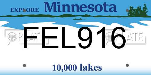 FEL916 Minnesota License Plate