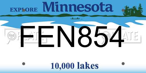 FEN854 Minnesota License Plate