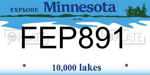 FEP891 Minnesota License Plate