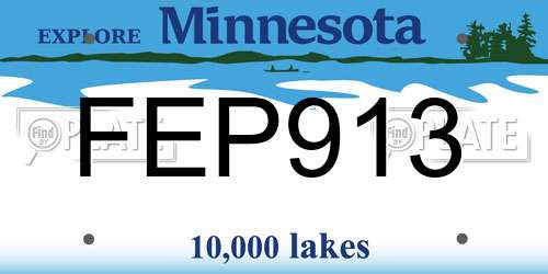 FEP913 Minnesota License Plate