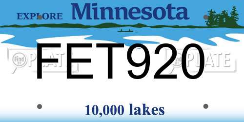 FET920 Minnesota License Plate