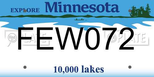 FEW072 Minnesota License Plate