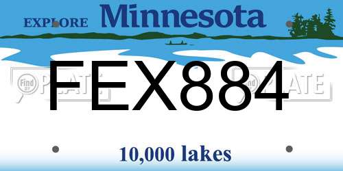 FEX884 Minnesota License Plate