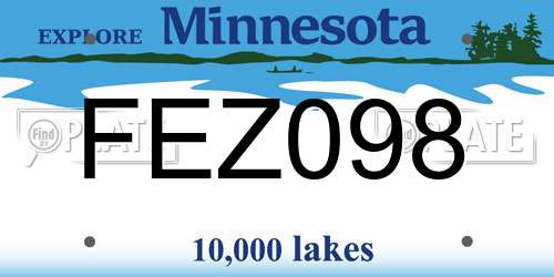 FEZ098 Minnesota License Plate