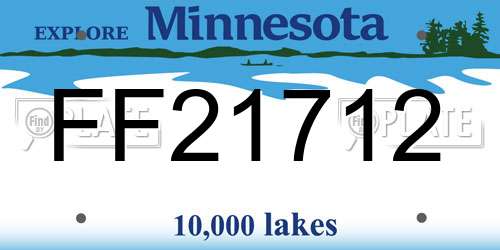 FF21712 Minnesota License Plate