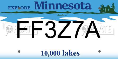 FF3Z7A Minnesota License Plate